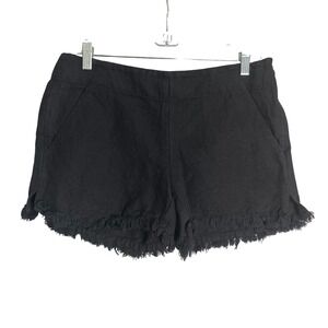 Ann Taylor Loft The‎ Riviera Short Womens 2 Black Cotton Linen Fringe Preppy